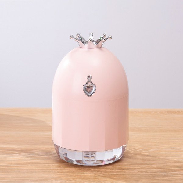 Wholesale USB Cool Mini Princess Crown Mist Humidifier with 7 Color LED Night Light, Auto Shut-Off, and Quiet Operation (Pink)